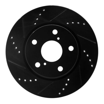 R1 Concepts R1 06-18 Lexus HS250H Front Left Drilled & Slotted Black Brake Rotor