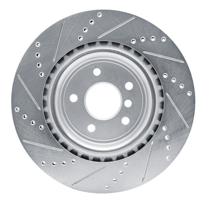 R1 Concepts R1 16-24 Jaguar XF Rear Right Drilled & Slotted Silver Brake Rotor