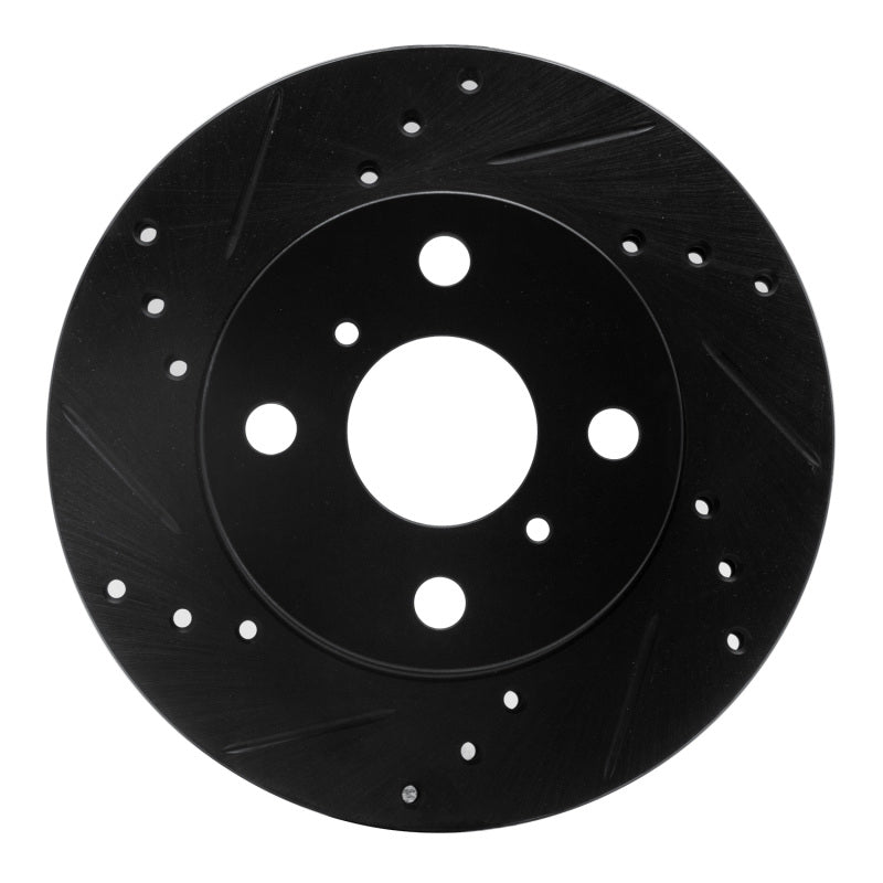 R1 Concepts R1 99-05 Toyota Echo Front Left Drilled & Slotted Black Brake Rotor