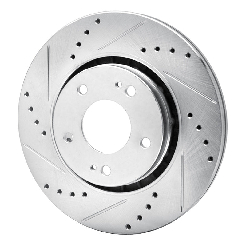 R1 Concepts R1 09-15 Mitsubishi Lancer Front Left Drilled & Slotted Silver Brake Rotor