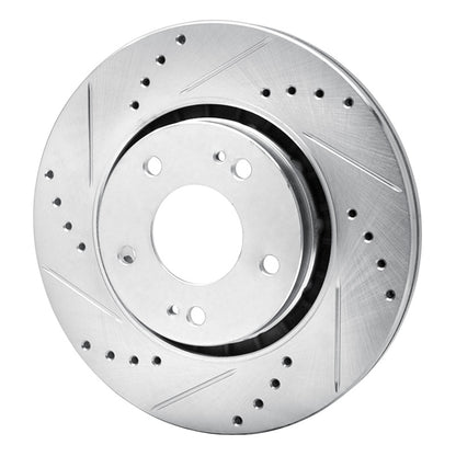 R1 Concepts R1 09-15 Mitsubishi Lancer Front Left Drilled & Slotted Silver Brake Rotor
