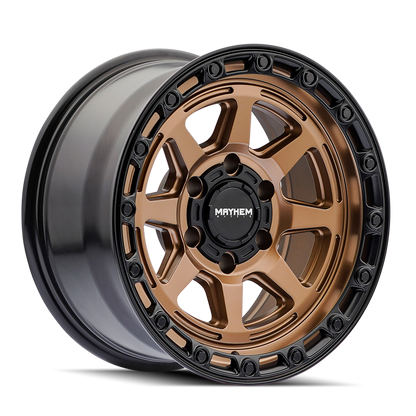 Mayhem 8306 Ridgeline 17x8.5 / 6x139.7 BP / -6mm Offset / 106.1mm Hub Satin Bronze/Black Lip Wheel