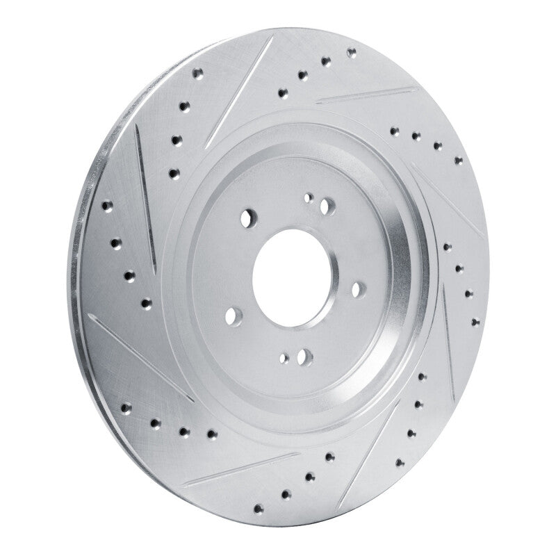 R1 Concepts R1 19-22 Genesis G90 Rear Right Drilled & Slotted Silver Brake Rotor
