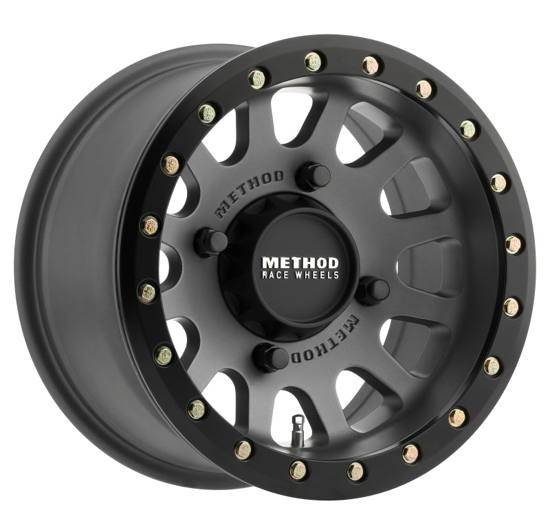 Method Wheels Method MR401 UTV Beadlock 14x7 / 4+3/13mm Offset / 4x156 / 132mm CB Titanium Wheel- Matte Black Ring