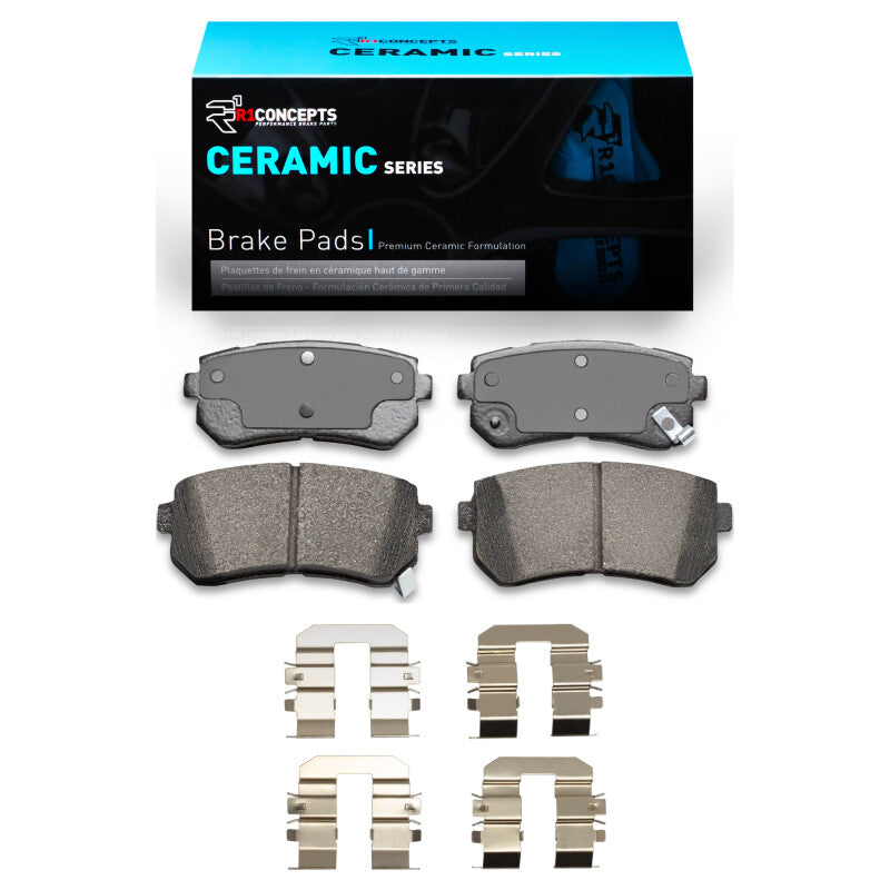 R1 Concepts R1 06-19 Dodge Attitude (Mexico) Rear Ceramic Brake Pads & Hardware Kit