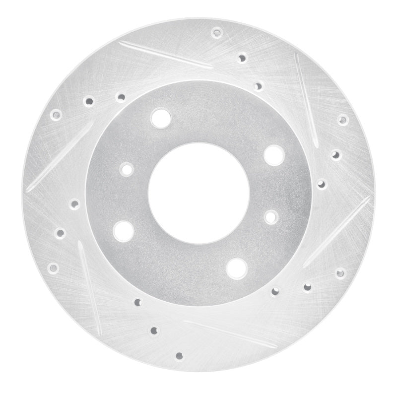 R1 Concepts R1 85-89 Nissan STANZA Front Right Drilled & Slotted Silver Brake Rotor