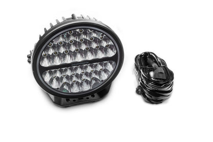 Go Rhino Xplor Blackout Series Round LED Sgl Driving Kit w/DRL (Surface/Thread Stud Mnt) 9in. - Blk