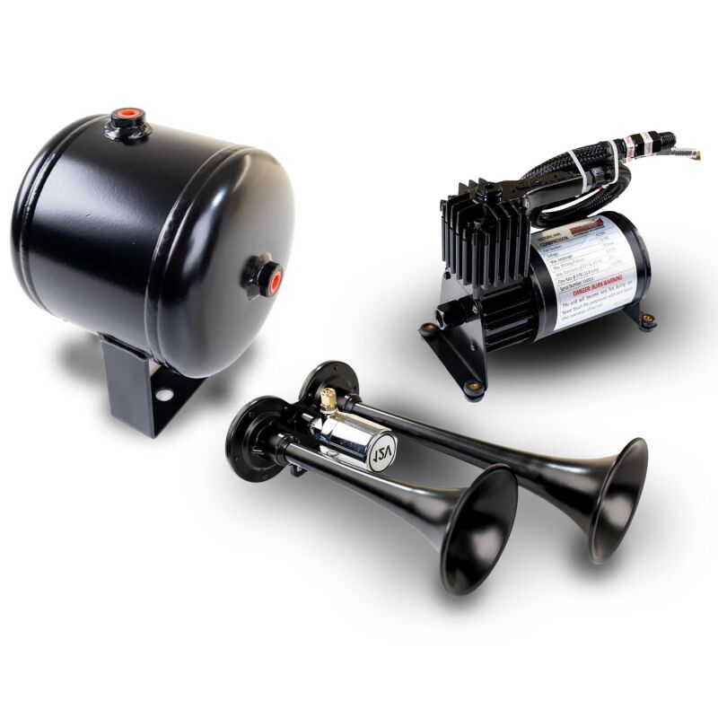 Kleinn Air Horns Kleinn Dual Chrome Horn Kit w/ 120 PSI Air Compressor / 0.5 gal Air Tank