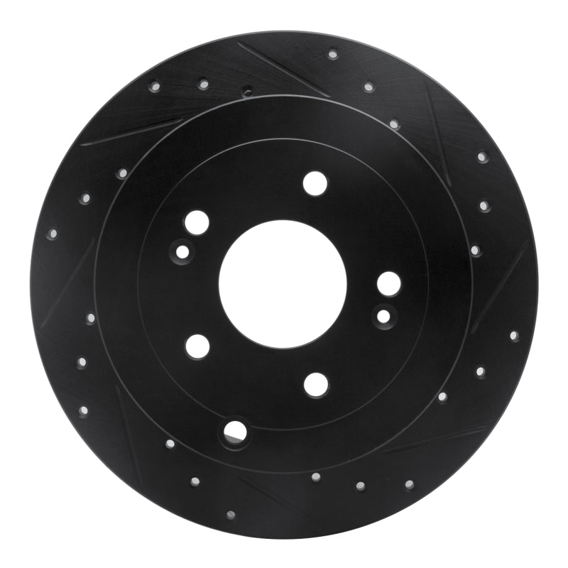 R1 Concepts R1 07-09 Hyundai Santa Fe Rear Right Drilled & Slotted Black Brake Rotor