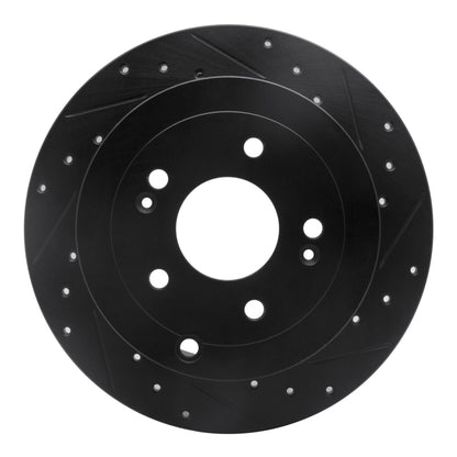 R1 Concepts R1 07-09 Hyundai Santa Fe Rear Right Drilled & Slotted Black Brake Rotor