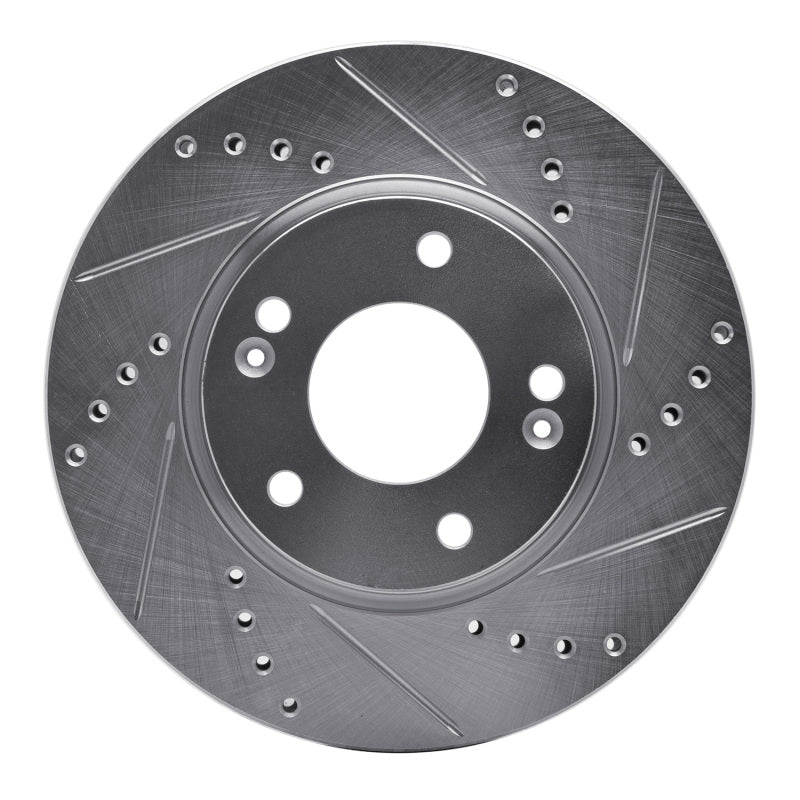R1 Concepts R1 03-13 Hyundai Sonata Front Right Drilled & Slotted Silver Brake Rotor