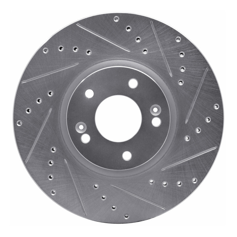 R1 Concepts R1 07-12 Hyundai Veracruz Front Right Drilled & Slotted Silver Brake Rotor