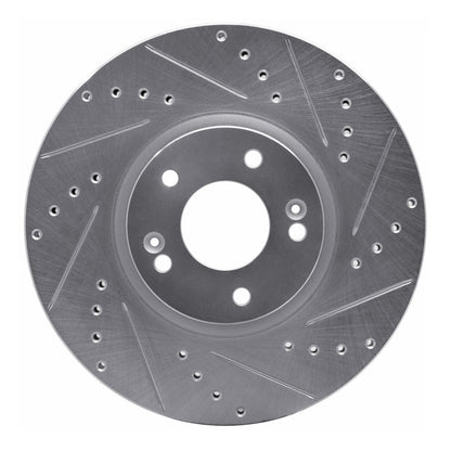 R1 Concepts R1 07-12 Hyundai Veracruz Front Right Drilled & Slotted Silver Brake Rotor