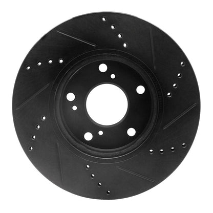 R1 Concepts R1 2016-2025 Honda Accord Coupe Front Left Drilled & Slotted Black Brake Rotor