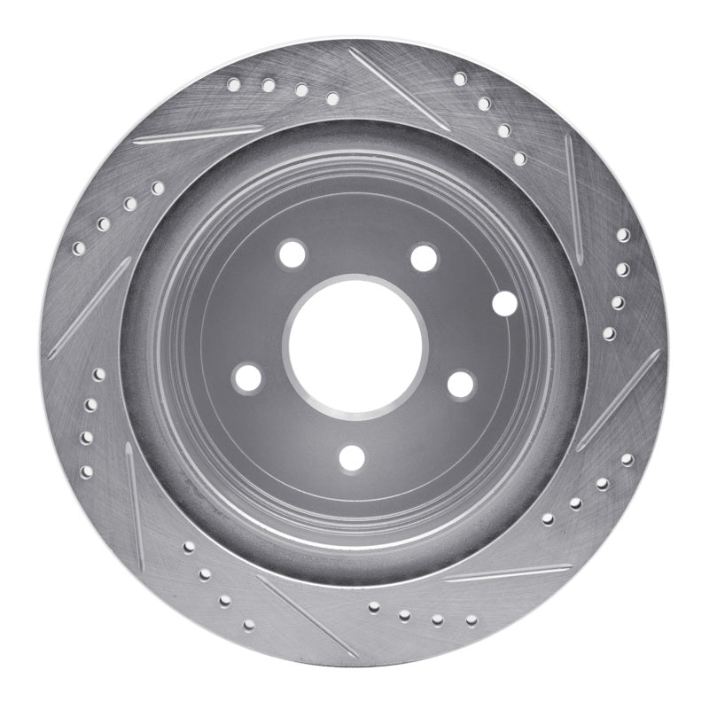 R1 Concepts R1 03-24 Infiniti FX45 Rear Left Drilled & Slotted Silver Brake Rotor