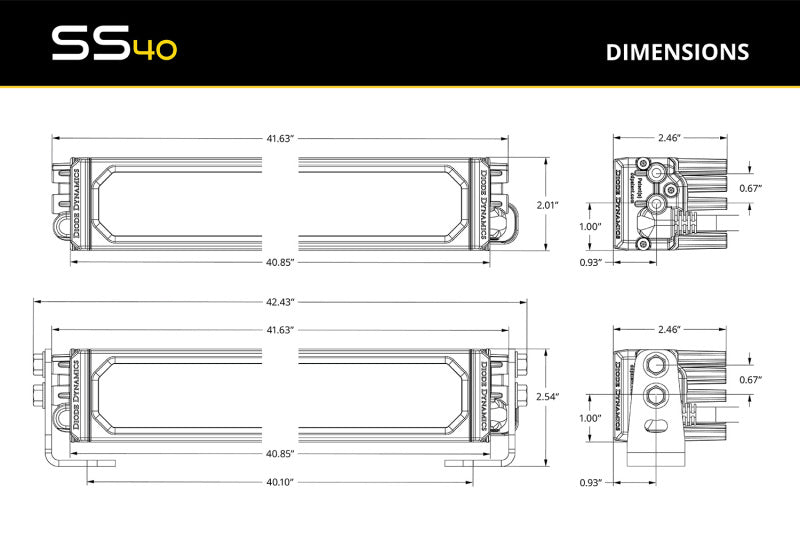 Diode Dynamics SS40 Pro Yellow Flood Standard ABL (one)