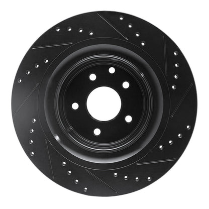 R1 Concepts R1 08-25 Infiniti Q60 Rear Left Drilled & Slotted Black Brake Rotor