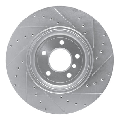 R1 Concepts R1 04-10 BMW 545I Rear Left Drilled & Slotted Silver Brake Rotor