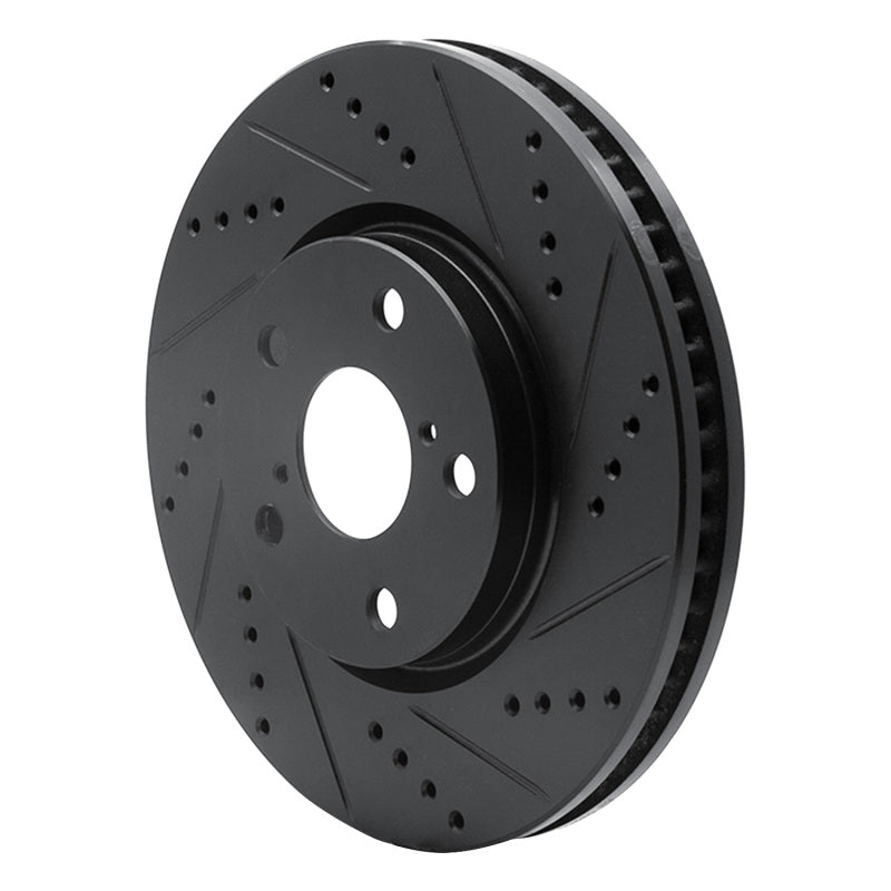 R1 Concepts R1 06-15 Lexus GS300 Left Front Drilled & Slotted Black Brake Rotor