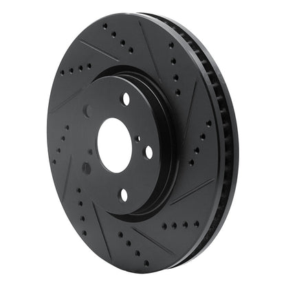 R1 Concepts R1 06-15 Lexus GS300 Left Front Drilled & Slotted Black Brake Rotor