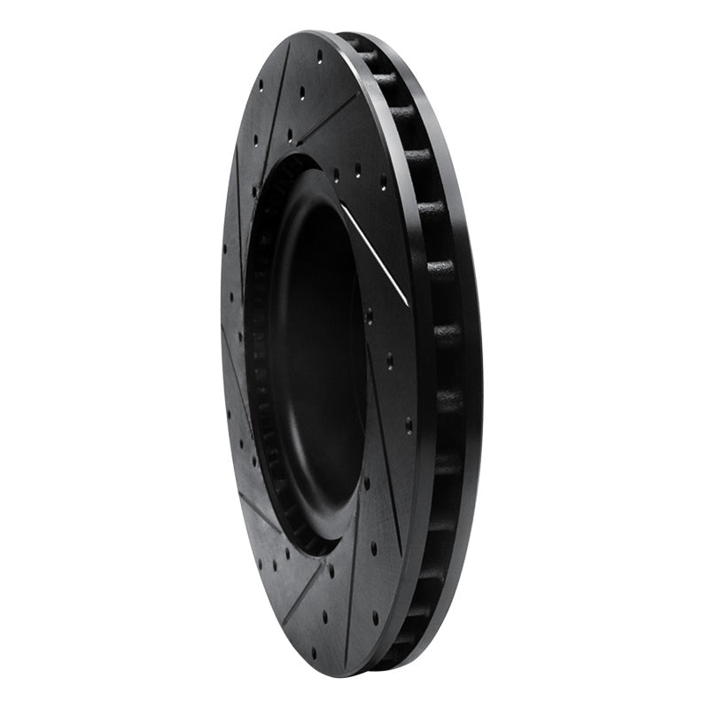 R1 Concepts R1 12-21 Tesla Model X Front Right Drilled & Slotted Black Brake Rotor