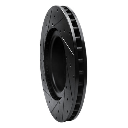 R1 Concepts R1 12-21 Tesla Model X Front Right Drilled & Slotted Black Brake Rotor