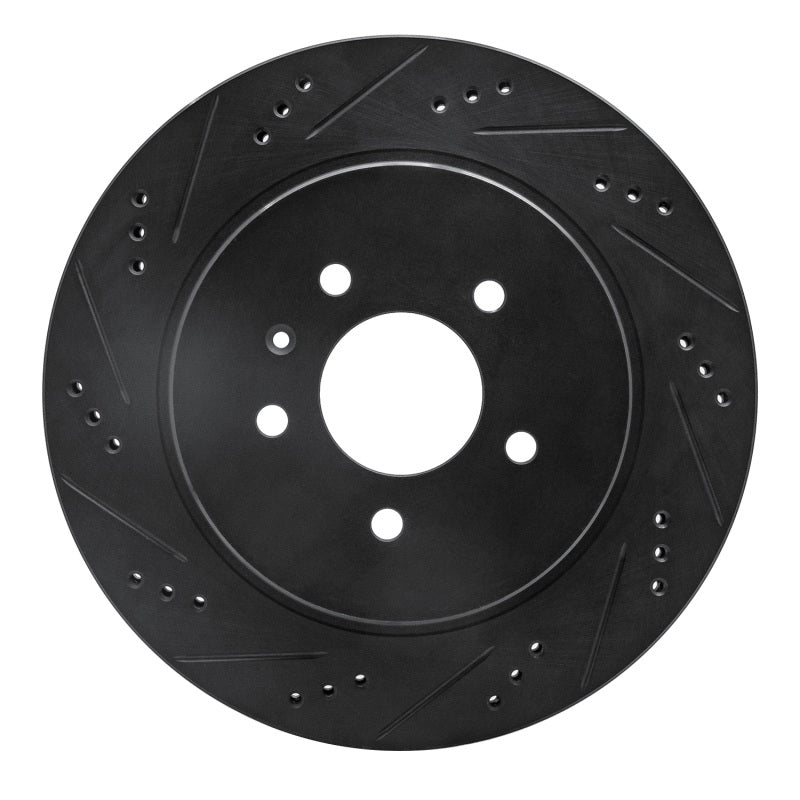 R1 Concepts R1 05-11 Cadillac STS Rear Left Drilled & Slotted Black Brake Rotor