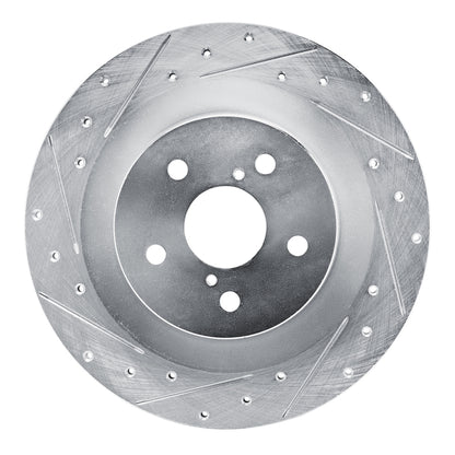 R1 Concepts R1 21-22 Lexus RC350 Rear Left Drilled & Slotted Silver Brake Rotor