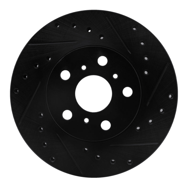R1 Concepts R1 88-93 Toyota Celica Front Right Drilled & Slotted Black Brake Rotor