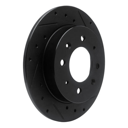 R1 Concepts R1 04-09 Kia Spectra Rear Right Drilled & Slotted Black Brake Rotor