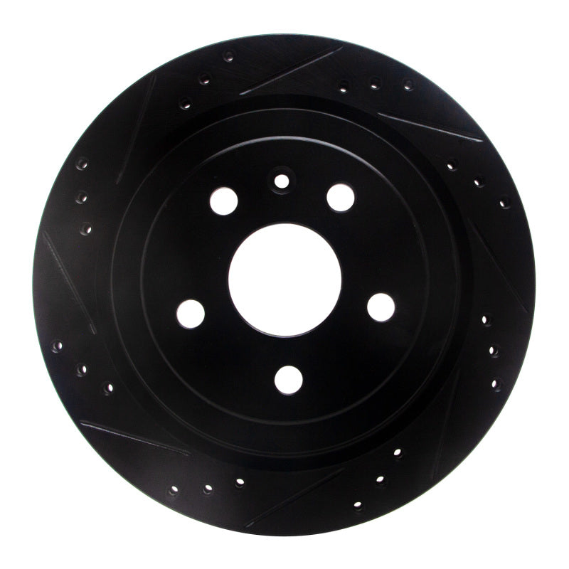R1 Concepts R1 08-19 Cadillac CTS Rear Left Drilled & Slotted Black Brake Rotor