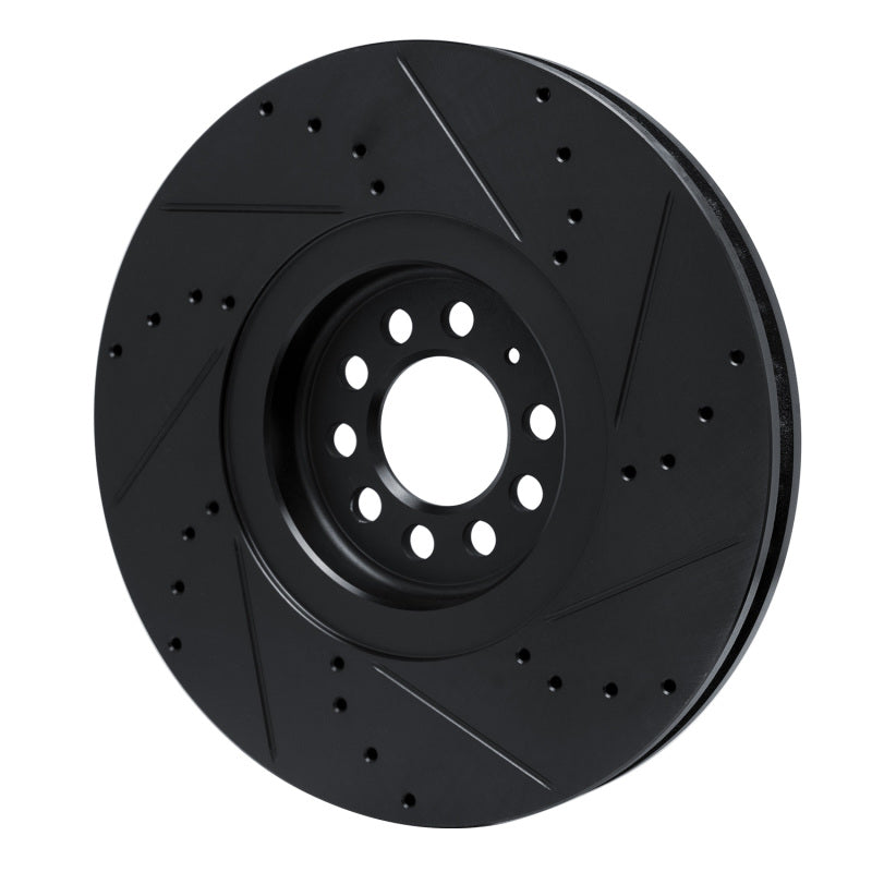R1 Concepts R1 04-06 Audi TT Quattro Left Front Drilled & Slotted Black Brake Rotor