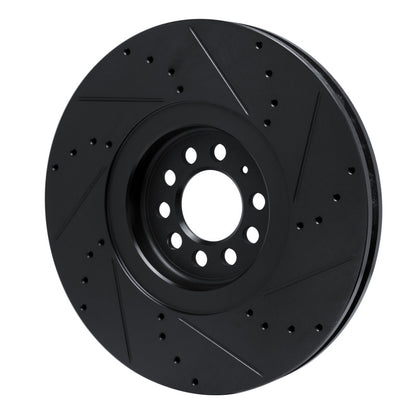 R1 Concepts R1 04-06 Audi TT Quattro Left Front Drilled & Slotted Black Brake Rotor