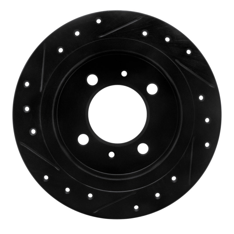 R1 Concepts R1 91-06 Nissan NX Rear Right Drilled & Slotted Black Brake Rotor