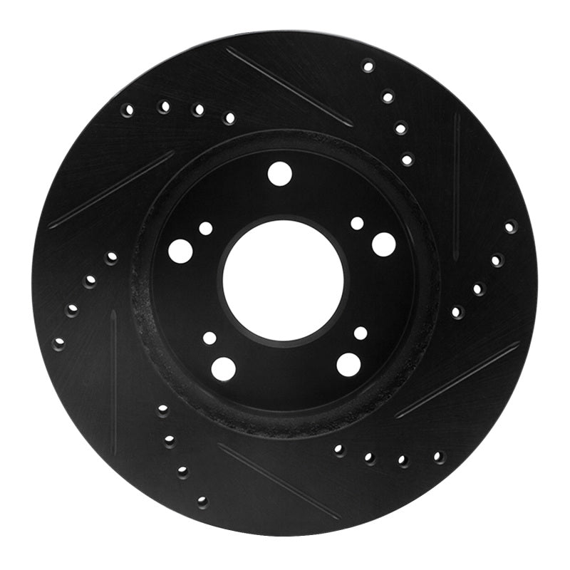 R1 Concepts R1 12-15 Acura ILX Front Left Drilled & Slotted Black Brake Rotor