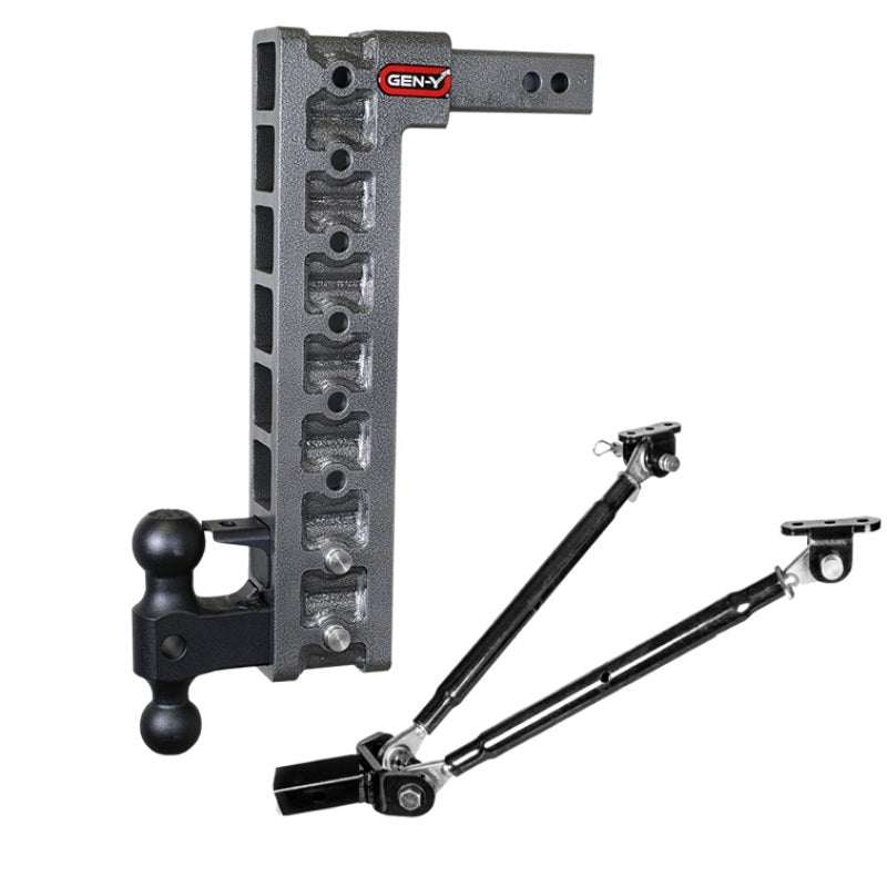 GEN-Y Hitch Gen-Y Mega Duty 2in Shank 17.5in Drop 16K Hitch w/Dual-Ball/Pintle Lock/Stabilizer Kit