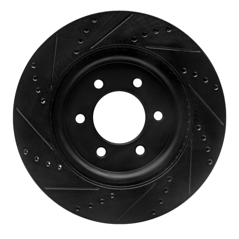 R1 Concepts R1 2021-2025 Ford F-150 4WD Front Right Drilled & Slotted Black Brake Rotor