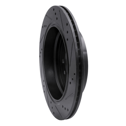 R1 Concepts R1 05-07 Land Rover LR3 Rear Left Drilled & Slotted Black Brake Rotor
