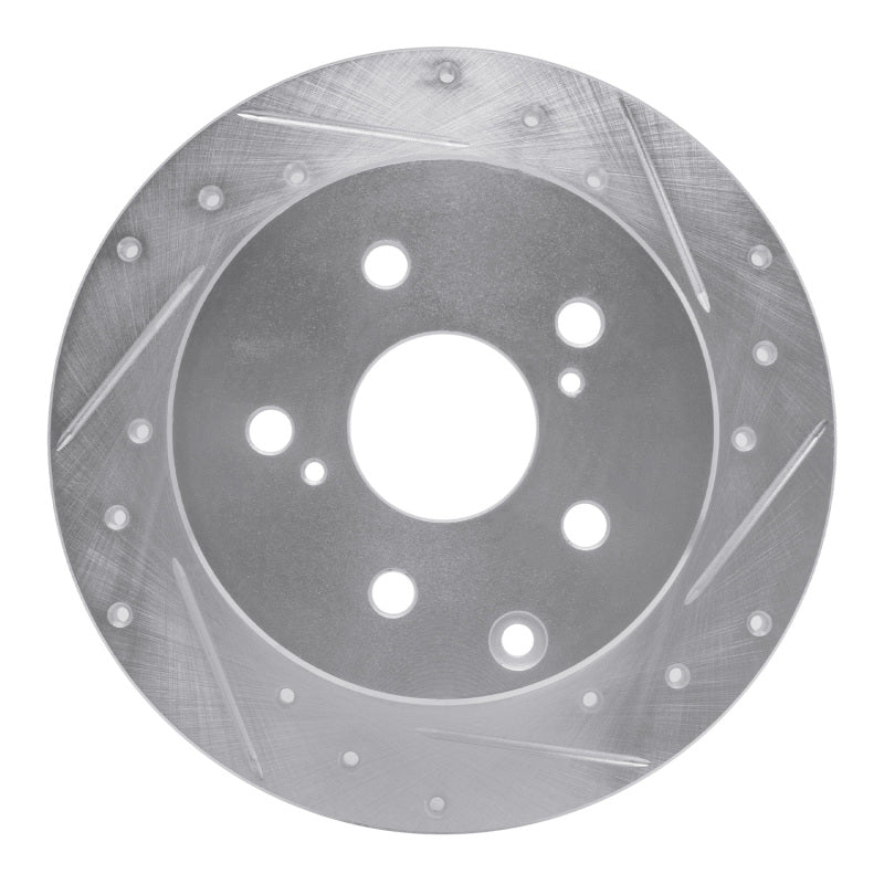 R1 Concepts R1 06-18 Lexus HS250H Rear Right Drilled & Slotted Silver Brake Rotor