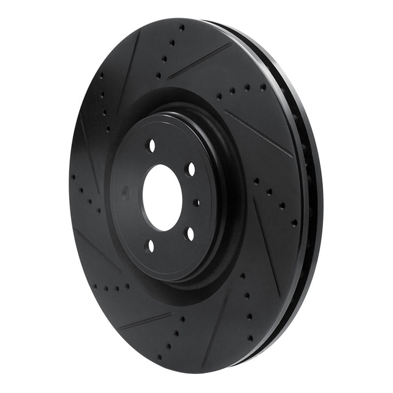 R1 Concepts R1 13-14 Ford Mustang Front Left Drilled & Slotted Black Brake Rotor
