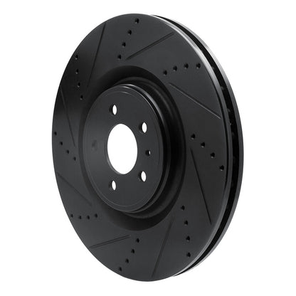 R1 Concepts R1 13-14 Ford Mustang Front Left Drilled & Slotted Black Brake Rotor