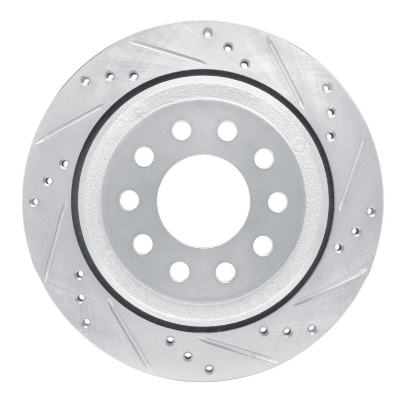 R1 Concepts R1 03-11 Lincoln Town Car Rear Right Drilled & Slotted Silver Brake Rotor