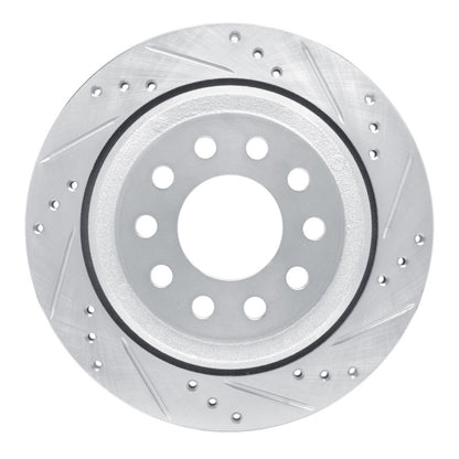 R1 Concepts R1 03-11 Lincoln Town Car Rear Right Drilled & Slotted Silver Brake Rotor