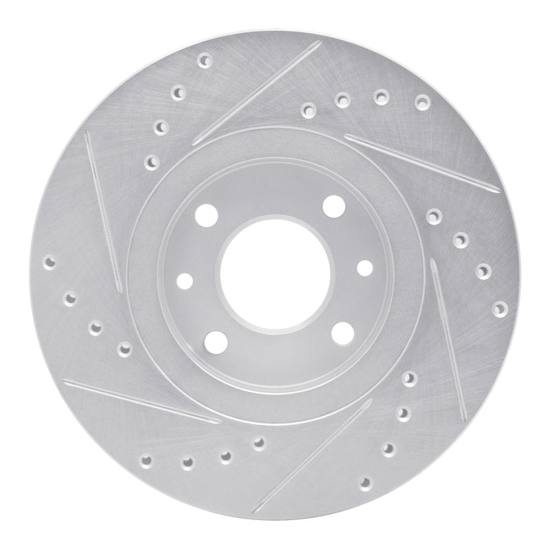 R1 Concepts R1 88-89 Eagle Medallion Front Right Drilled & Slotted Silver Brake Rotor