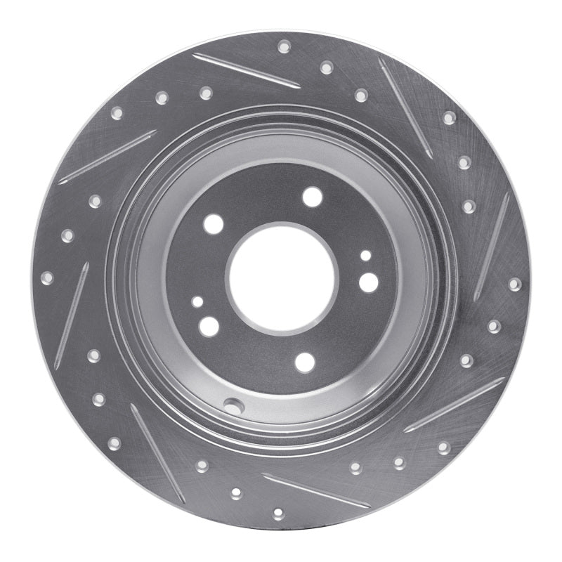 R1 Concepts R1 09-20 Genesis G80 Rear Left Drilled & Slotted Silver Brake Rotor
