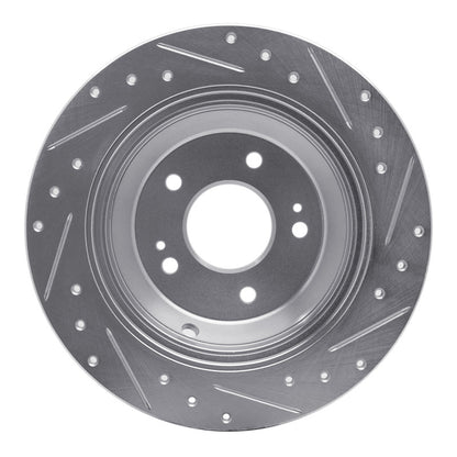 R1 Concepts R1 09-20 Genesis G80 Rear Left Drilled & Slotted Silver Brake Rotor