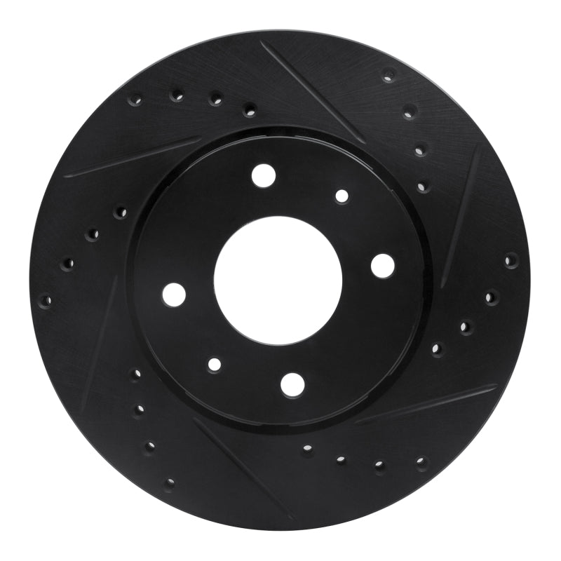 R1 Concepts R1 00-04 Volvo V40 Front Right Drilled & Slotted Black Brake Rotor