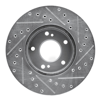 R1 Concepts R1 89-96 Nissan 300ZX Turbo Front Left Drilled & Slotted Silver Brake Rotor