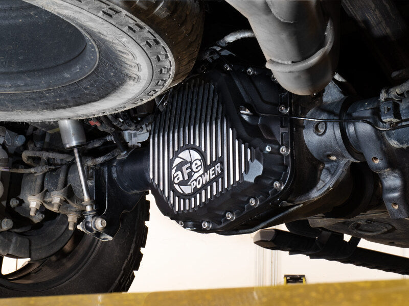 aFe POWER Pro Series Rear Diff Cover Black w/ Machined Fins Ford F-250/350 23-26 (Sterling 11.6)
