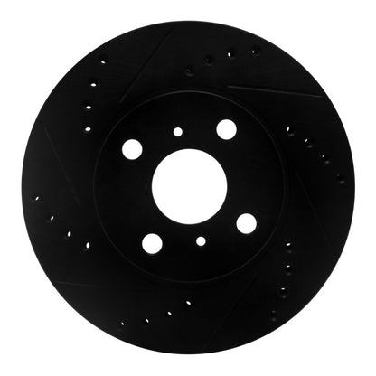 R1 Concepts R1 00-05 Toyota Echo Front Left Drilled & Slotted Black Brake Rotor